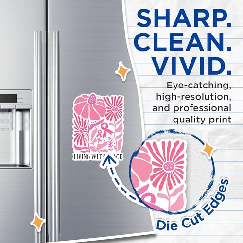 (2 Packs) Living with Grace Magnets - Breast Cancer Awarness Magnets - 5 Inches On Longest Side - Premium Magnet - for Fridges, Toolboxes, Cars - Made in USA - MAG2451