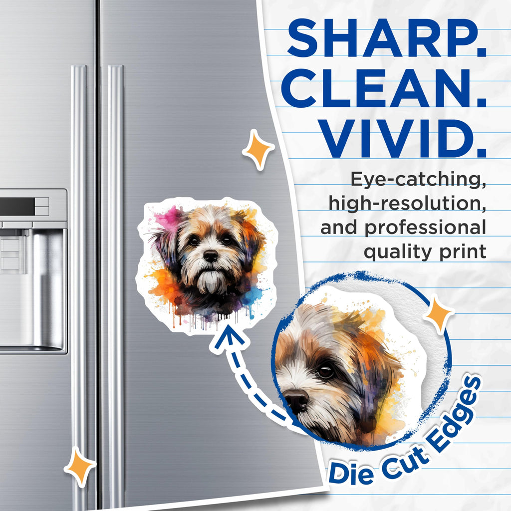 (2 Pack) Watercolor Dog Magnets - Cute Pet Art Magnet - Animal Lover Fridge Decor - Shih Tzu Puppy Display - 5 Inches On Longest Side - Thick Durable Magnet - Made in USA - MAG29991