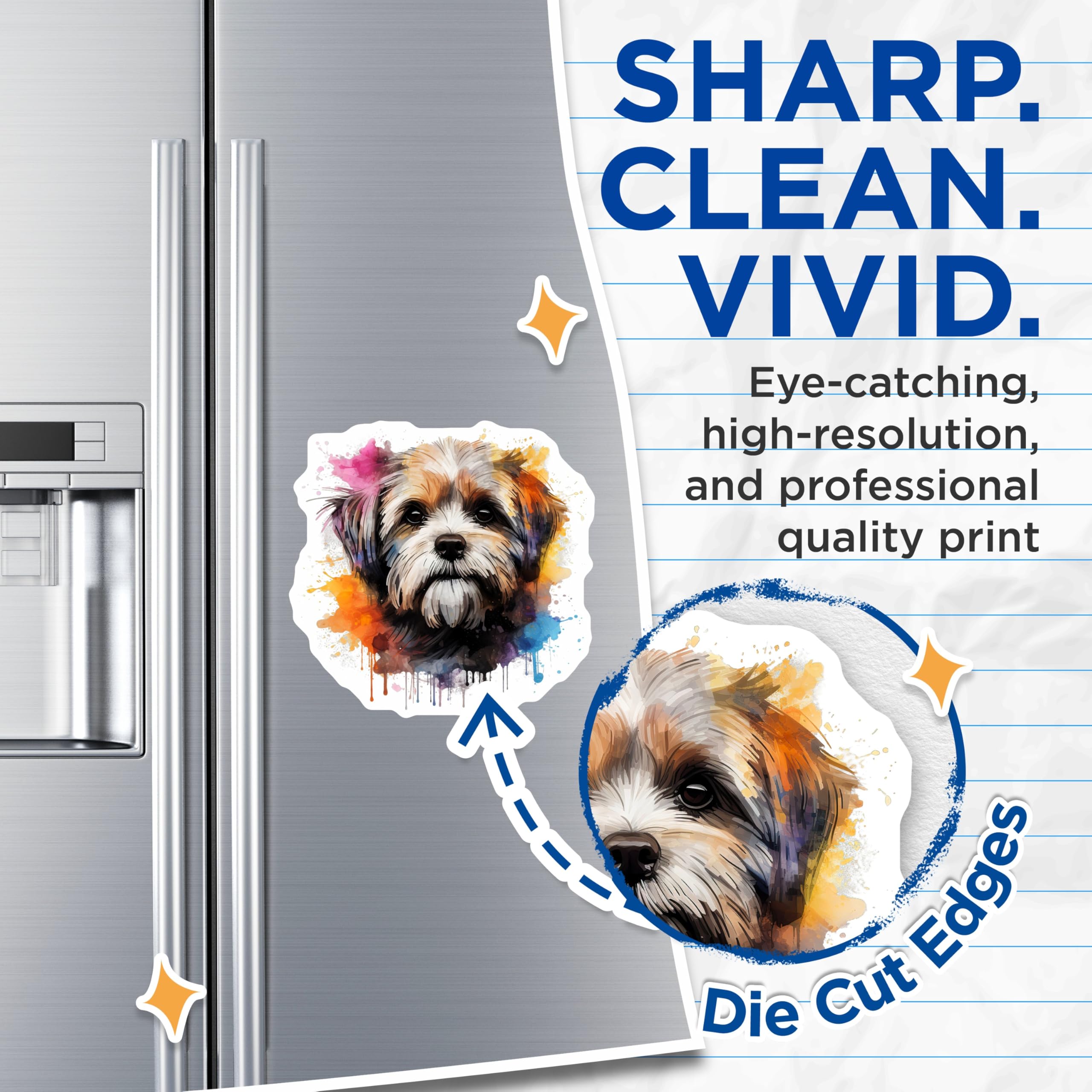 (2 Pack) Watercolor Dog Magnets - Cute Pet Art Magnet - Animal Lover Fridge Decor - Shih Tzu Puppy Display - 5 Inches On Longest Side - Thick Durable Magnet - Made in USA - MAG29991