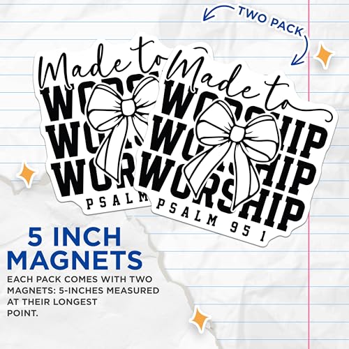 (2 Pack) Made to Worship Magnets - Psalm 95:1 - Christian Inspirational Bible Verse - 5" On Longest Side - for Cars, Fridges, Toolboxes - Made in USA - MAG6850