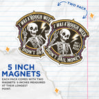 (2 Pack) Rough Week Magnets - Funny Skeleton Design - Humorous - 5" On Longest Side - for Cars, Fridges, Toolboxes - Made in USA - MAG4380