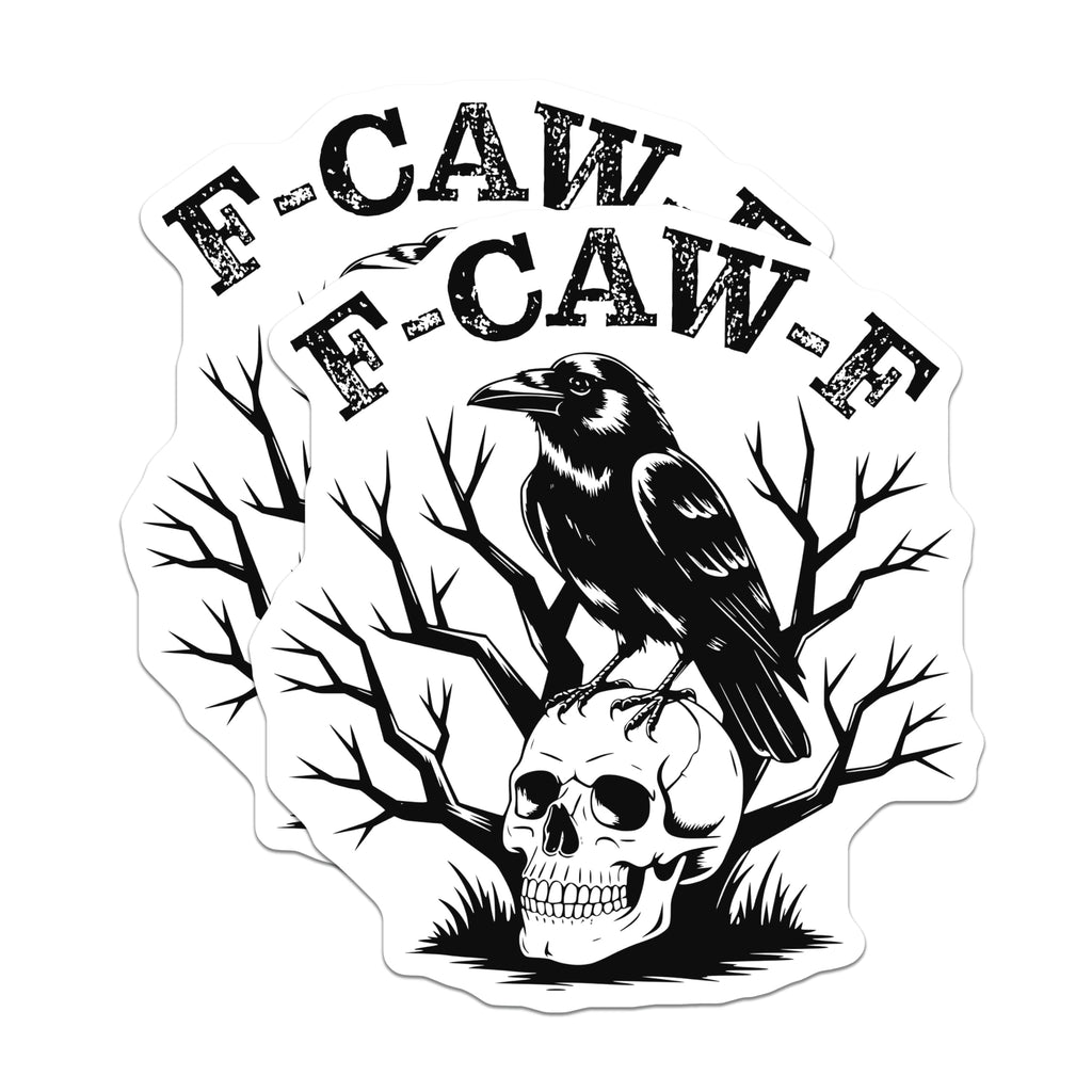 (2 Pack) Crow Skull Magnets - E Caw F - Gothic Refrigerator Decor - 5" On Longest Side - Premium Magnet - for Cars, Refrigerators, Toolboxes, Lockers - Made in USA - MAG14821