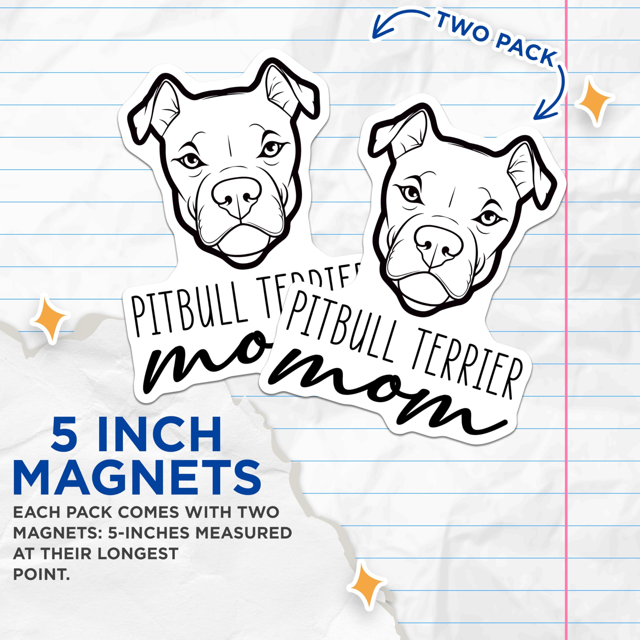 (2 Pack) Pitbull Mom Magnets - Dog Lover Decor - Pet Parent Pride - 5 Inches On Longest Side - Thick Durable Magnet - Made in USA - MAG27029