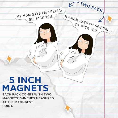 (2 Pack) Mom Says I'm Special Magnets - Funny Cat - Sassy Quote - Humorous Collection - Expressive Humor - Statement Piece - 5" On Longest Side - for Cars, Fridges, Toolboxes - Made in USA - MAG7827