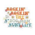 (2 Pack) Rockin Dog Mom Aunt Life Magnets - Retro Daisy Flower Paw Print - Smiley Face Boho Pet Owner - 5 Inches On Longest Side - Thick Durable Magnet - Made in USA - MAG23503