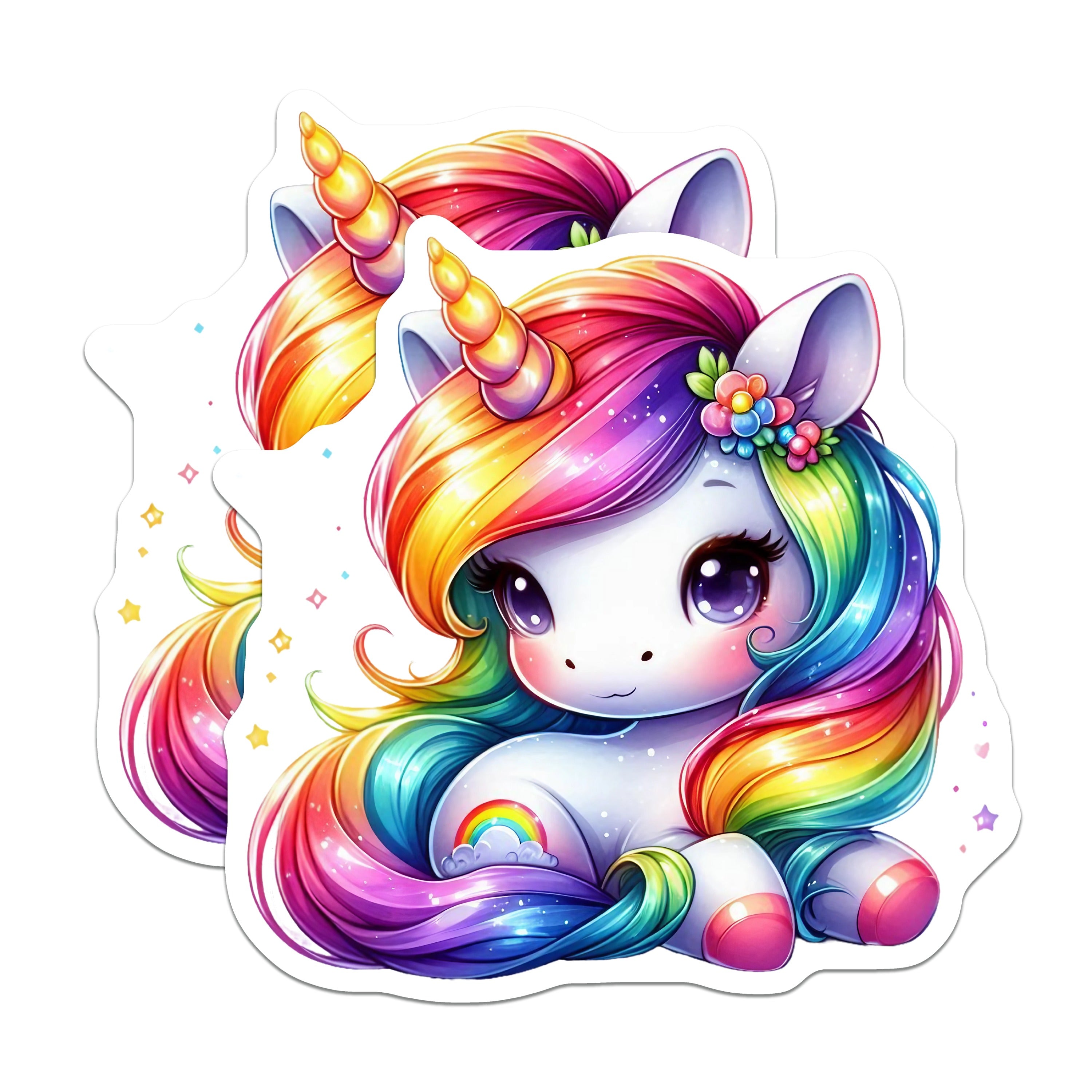 (2 Pack) Adorable Rainbow Unicorn Magnets - Whimsical Fantasy Fridge Decoration - Kawaii Kids Room Locker Accessory Art - 5 Inches On Longest Side - Thick Durable Magnet - Made in USA - MAG37355