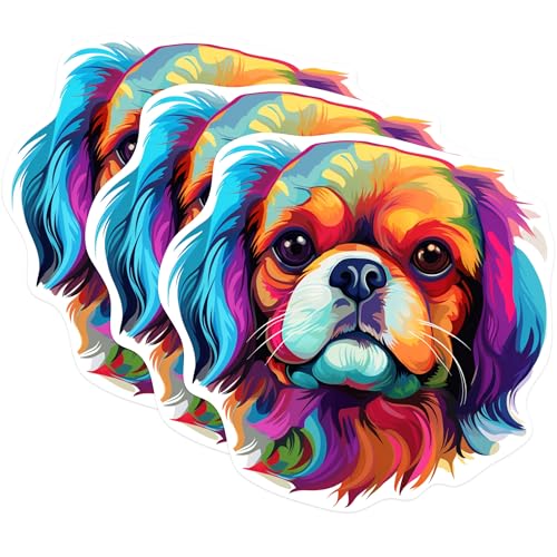(3 Pack) Cavalier King Charles Spaniel Decals - Colorful Dog Stickers - Laptop Decals - 3 Inches On Longest Side - Easy Peel & Apply - Made in USA - 3MCS0788