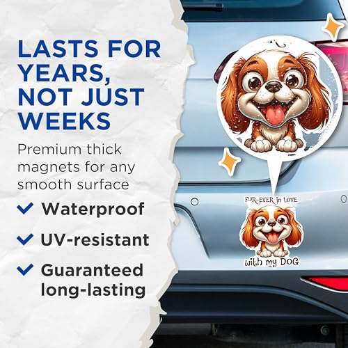 (2 Packs) Fur-Ever in Love with My Dog Magnets - Cute Funny Dog Magnets - 5 Inches On Longest Side - Premium Magnet - for Fridges, Toolboxes, Cars - Made in USA - MAG2406