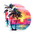 (2 Pack) Beautiful Sunset - Ocean and Sunset with Palm Trees - Serene Ocean Lover Magnet- 5 Inches On Longest Side - Premium Magnet - for Cars, Refrigerators, Toolboxes - Made in USA - MAG1724