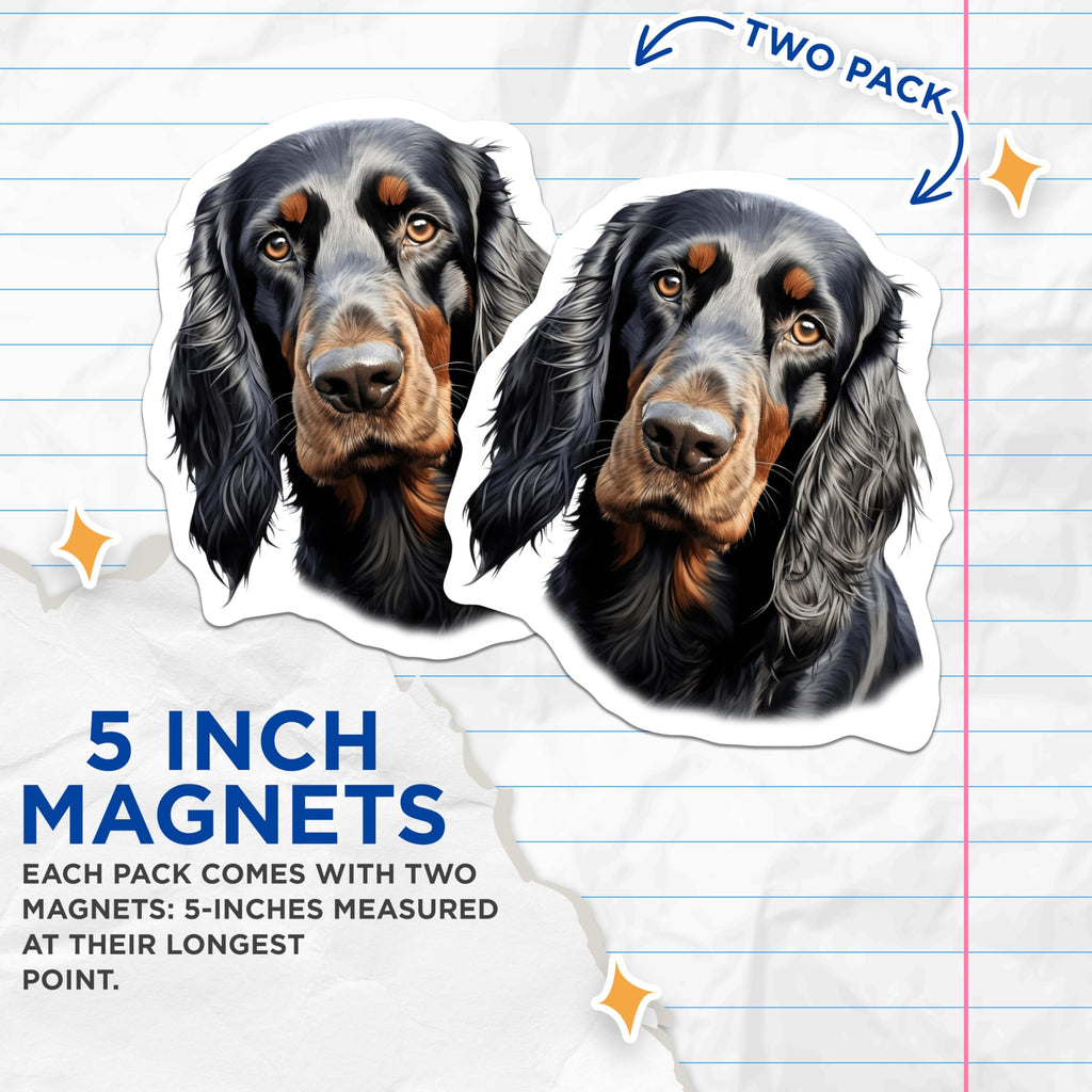 (2 Pack) Gordon Setter Magnets - Hunting Dog Decor - Scottish Setter Art - Dog Lover Kitchen Display - 5 Inches On Longest Side - Thick Durable Magnet - Made in USA - MAG25846