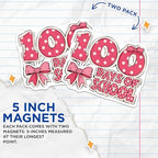 (2 Pack) 100 Days of School Magnets - School Celebration Magnets - End of School Year Decorations - 5" On Longest Side - for Cars, Refrigerators, Toolboxes, Lockers - Made in USA BMCS3065