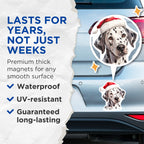 (2 Pack) Dalmatian Christmas Magnets - Santa Hat Dog Lover Decor - Festive Pet Animal Kitchen Accent - 5 Inches On Longest Side - Thick Durable Magnet - Made in USA - MAG26070