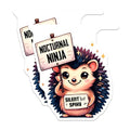 (2 Pack) Nocturnal Ninja Stickers - Silent but Spiky Stickers - Cute Hedgehog Stickers - 5" On Longest Side - Sticks to Smooth Flat Surfaces - Made in USA - BMCS3734