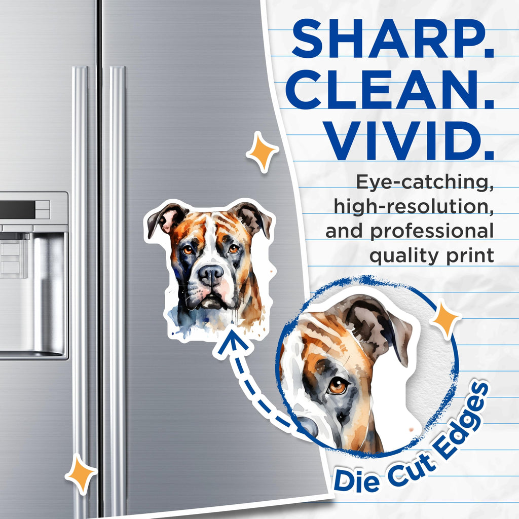 (2 Pack) Boxer Dog Watercolor Magnets - Unique Pet Art Magnet - Dog Mom Dad Fridge Decor - Animal Lover Kitchen - 5 Inches On Longest Side - Thick Durable Magnet - Made in USA - MAG28727