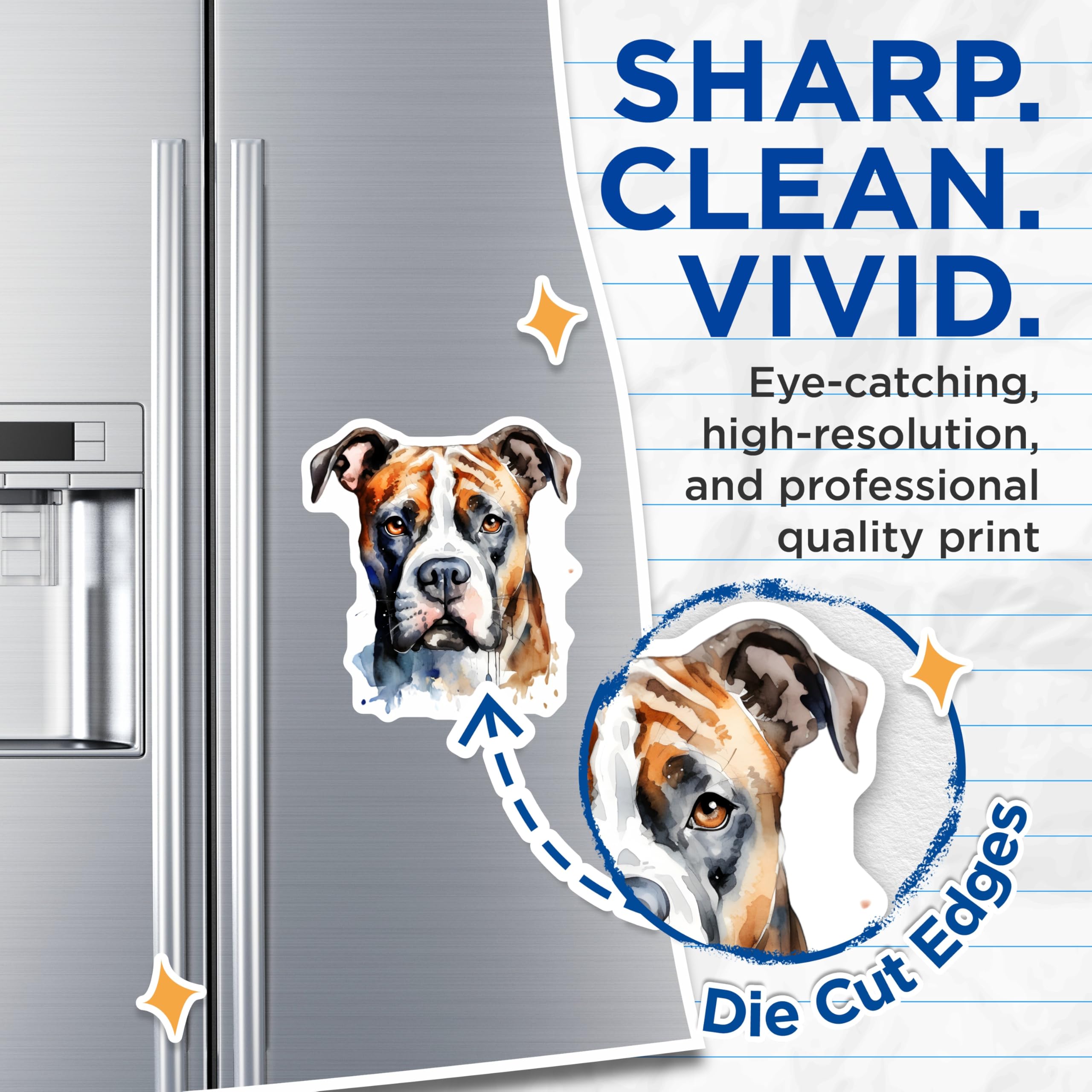 (2 Pack) Boxer Dog Watercolor Magnets - Unique Pet Art Magnet - Dog Mom Dad Fridge Decor - Animal Lover Kitchen - 5 Inches On Longest Side - Thick Durable Magnet - Made in USA - MAG28727