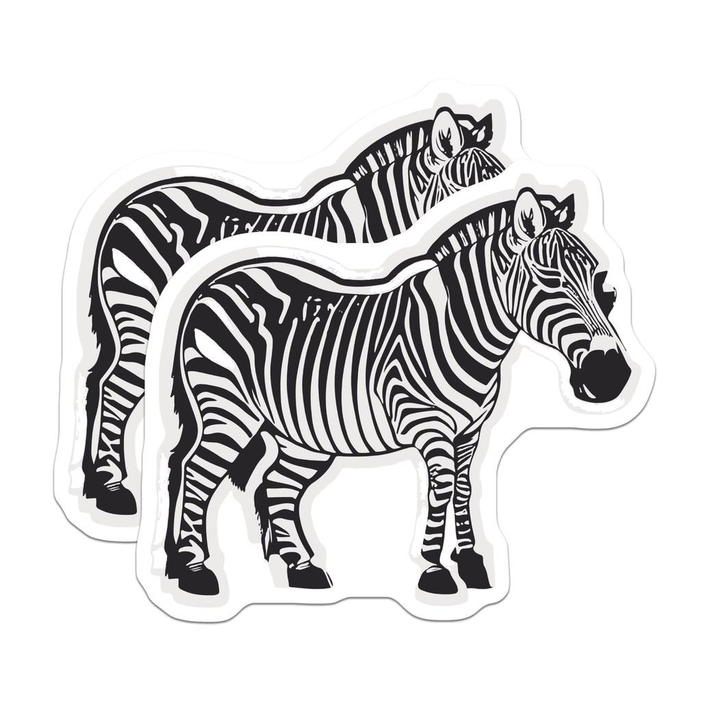 (2 Pack) Zebra Magnets - Safari Animal Decor - Black White Wildlife Art - 5 Inches On Longest Side - Thick Durable Magnet - Made in USA - MAG22044