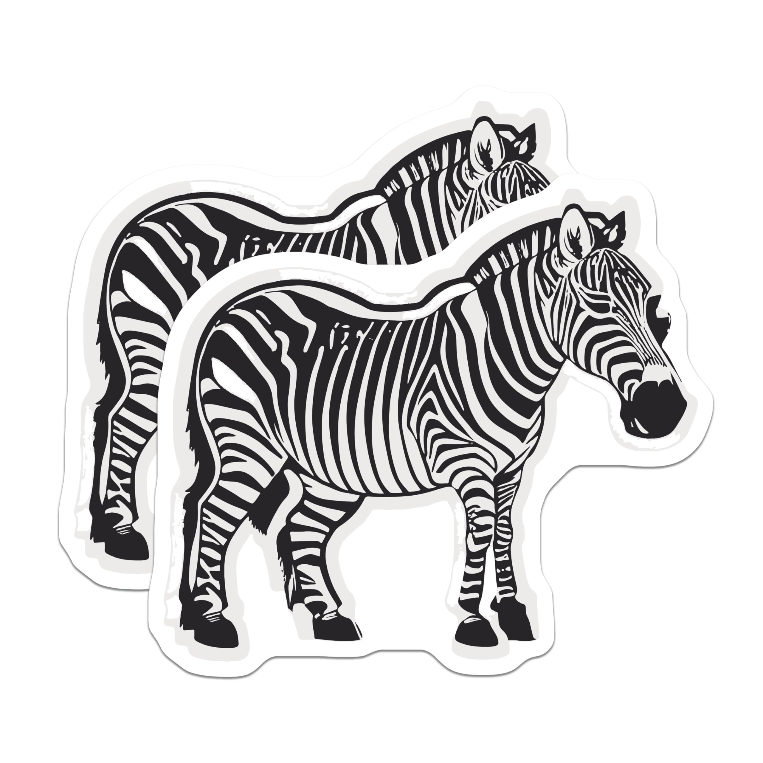 (2 Pack) Zebra Magnets - Safari Animal Decor - Black White Wildlife Art - 5 Inches On Longest Side - Thick Durable Magnet - Made in USA - MAG22044