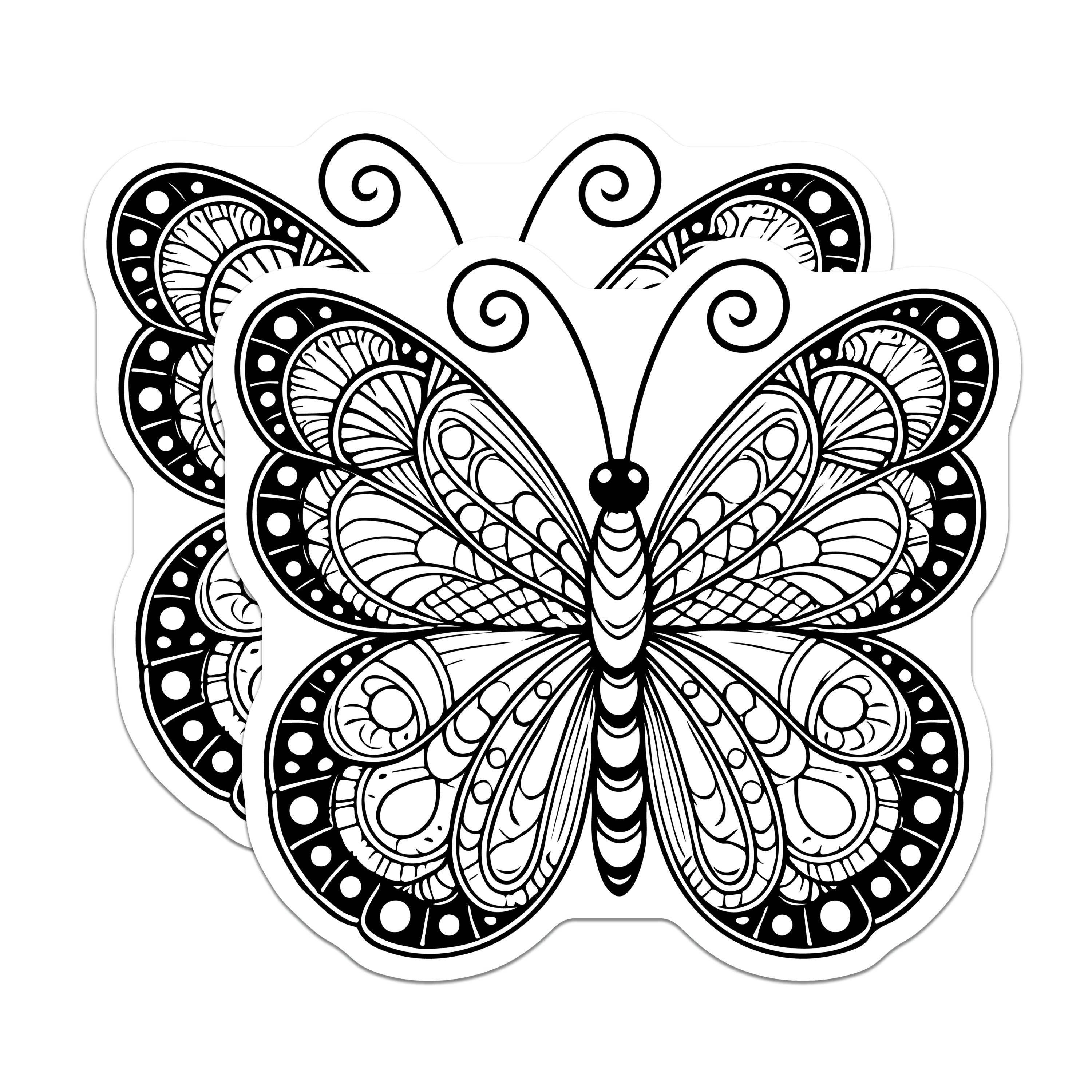 (2 Pack) Mandala Butterfly Magnets - Nature Lover Decor - Fridge Whiteboard Locker Magnets - 5 Inches On Longest Side - Thick Durable Magnet - Made in USA - MAG37014