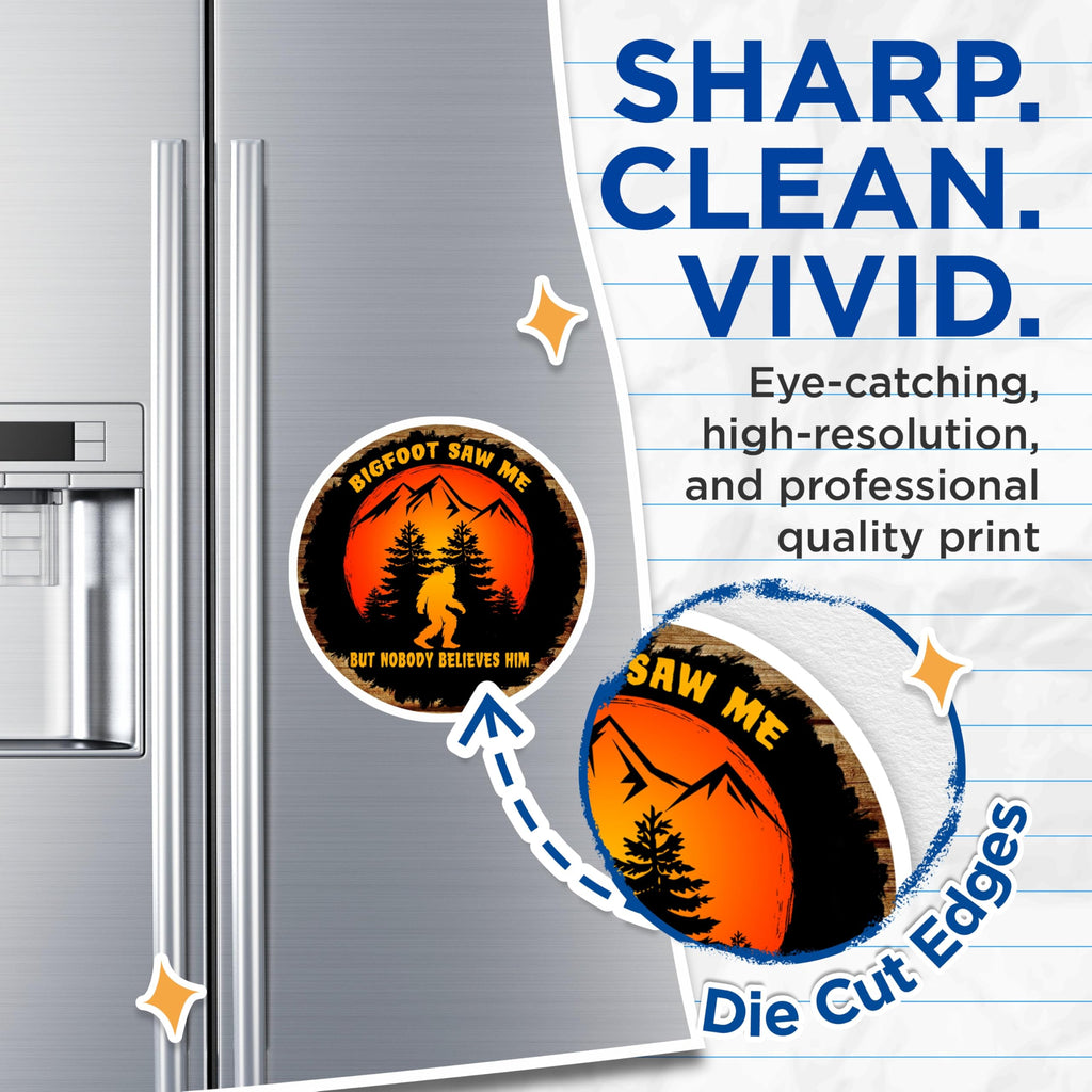 (2 Pack) Bigfoot Saw Me Magnets - Sasquatch Humor Decor - Cryptid Lover Fridge Magnet - 5 Inches On Longest Side - Thick Durable Magnet - Made in USA - MAG28721