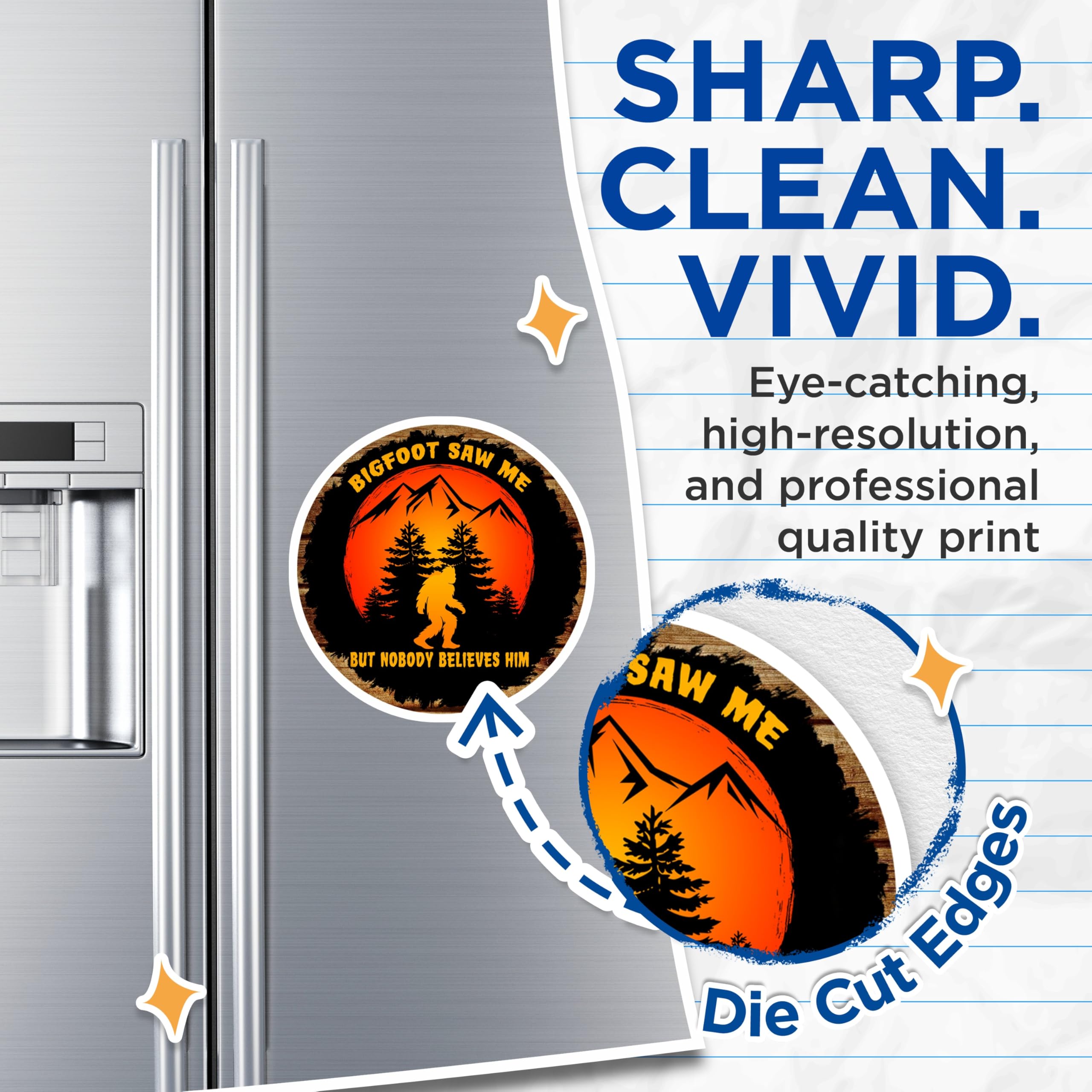 (2 Pack) Bigfoot Saw Me Magnets - Sasquatch Humor Decor - Cryptid Lover Fridge Magnet - 5 Inches On Longest Side - Thick Durable Magnet - Made in USA - MAG28721