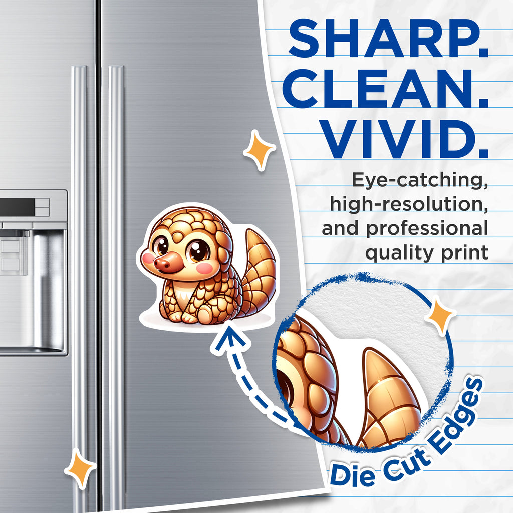 (2 Pack) Cute Pangolin Magnets - Adorable Kawaii Animal Art - Wildlife Conservation Fridge Locker Decor - 5 Inches On Longest Side - Thick Durable Magnet - Made in USA - MAG37900