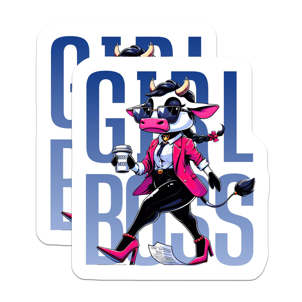 (2 Pack) Girl Boss Cow Magnets - Empowering Animal Decor - Professional Women Motivation - Sassy Office Magnet - 5 Inches On Longest Side - Thick Durable Magnet - Made in USA - MAG21128