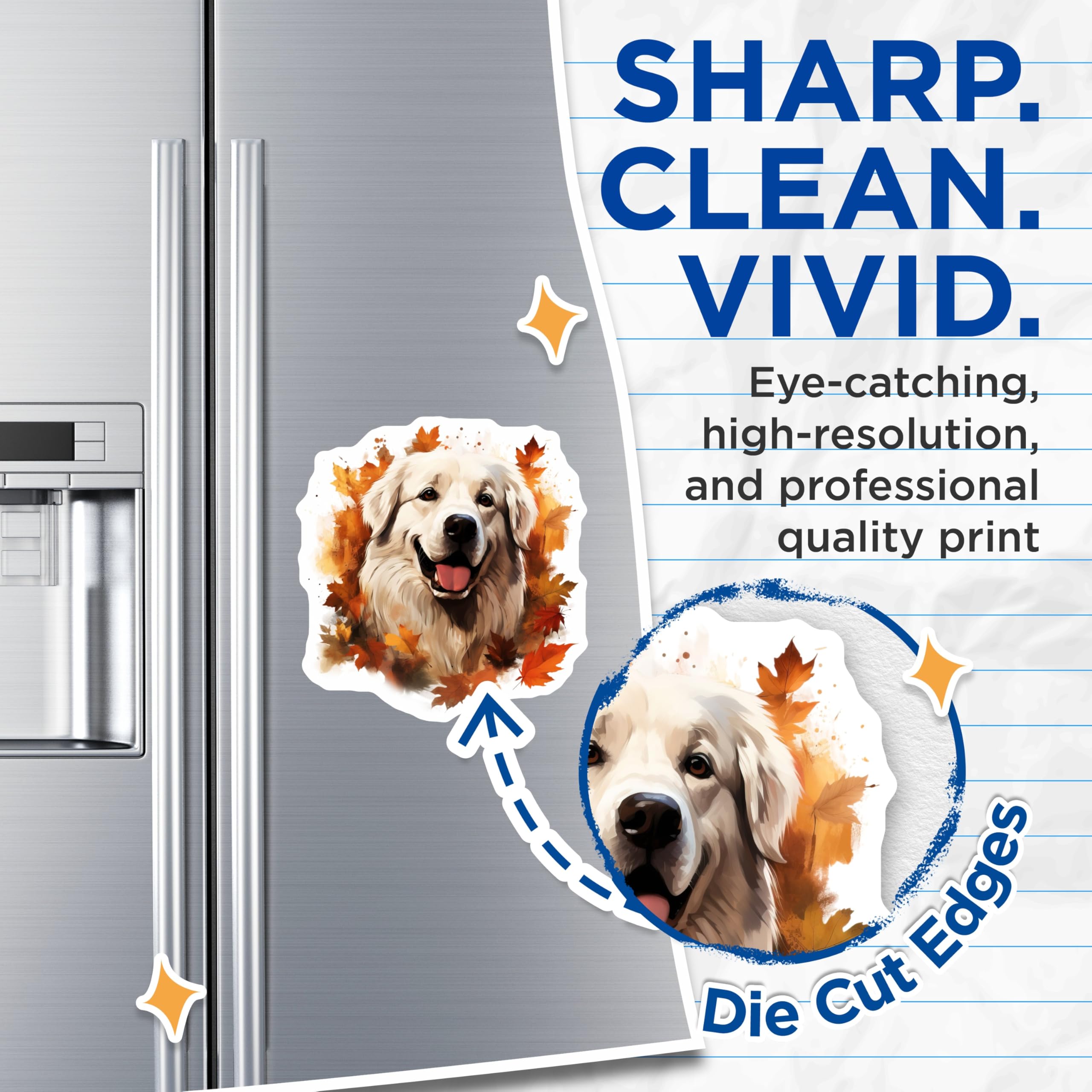 (2 Pack) Great Pyrenees Dog Magnets - Autumn Dog Decor - White Fluffy Pet Art - Dog Owner Display - 5 Inches On Longest Side - Thick Durable Magnet - Made in USA - MAG28980