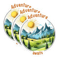 (3 Pack) Adventure Awaits Decals - Mountain Landscape - Nature Laptop Stickers - 3 Inches On Longest Side - Easy Peel & Apply - Made in USA - 3MCS2046