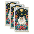 (3 Pack) Norwegian Forest Cat Decals - Tarot Card Decal - Floral Cat Decal - 3 Inches On Longest Side - Easy Peel & Apply - Made in USA - 3MCS0114