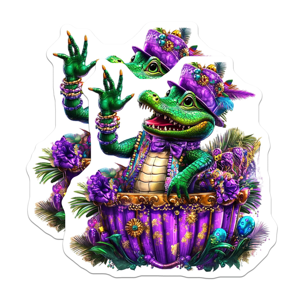 (2 Pack) Mardi Gras Gator Magnets - Decorative Magnets - Fridge Magnets - 5" On Longest Side - Premium Magnet - for Cars, Refrigerators, Toolboxes, Lockers - Made in USA - MAG14347