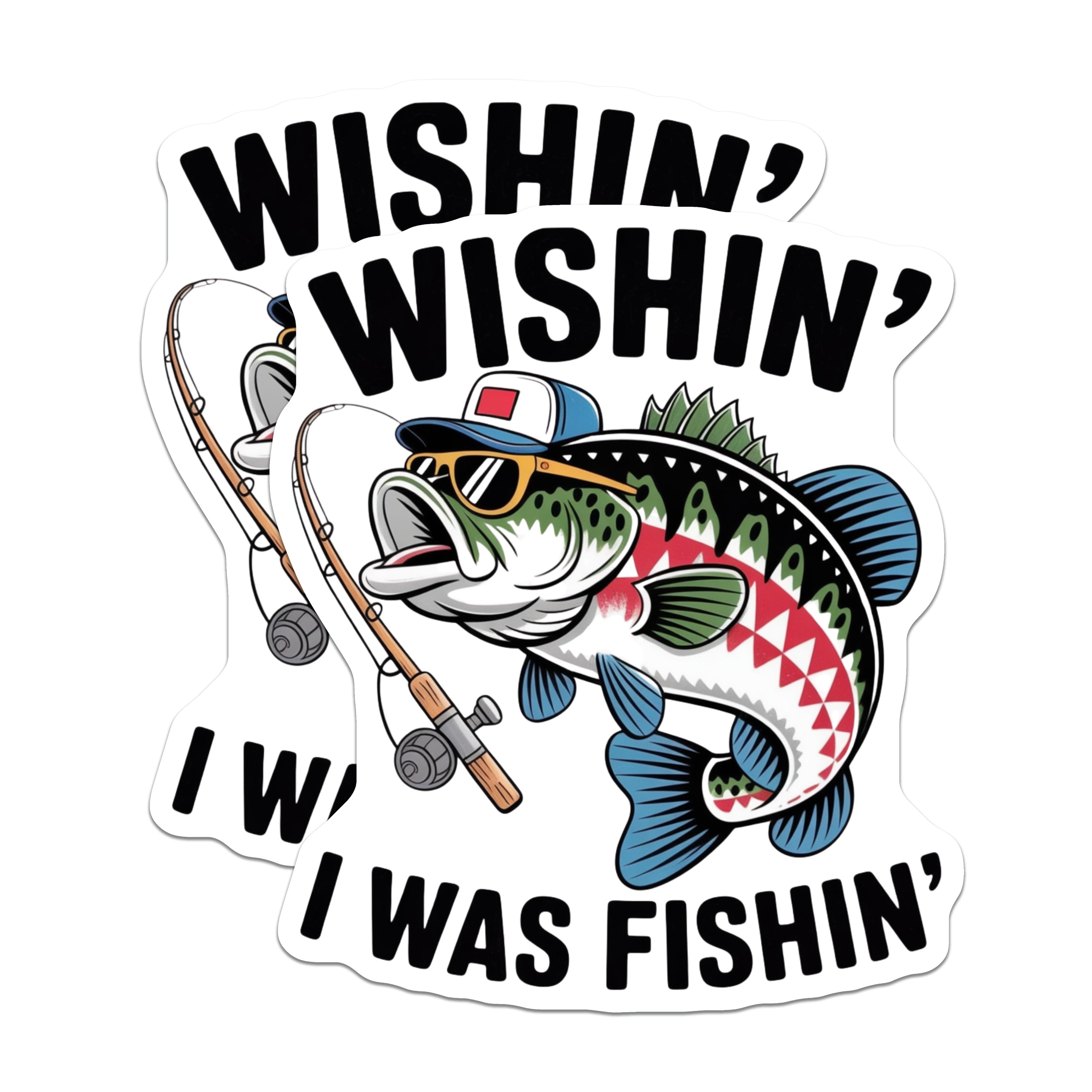 (2 Pack) Bass Fishing Magnets - Funny Angler Decor - Lake Life Accessories - Outdoorsman Items - Refrigerator Novelty - 5 Inches On Longest Side - Thick Durable Magnet - Made in USA - MAG38569
