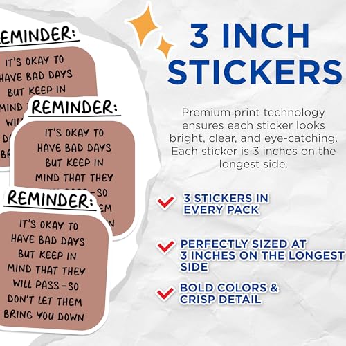 (3 Pack) Bad Days Reminder Decals - Motivational Quote - Inspirational Stickers - 3 Inches On Longest Side - Easy Peel & Apply - Made in USA - 3MCS7097