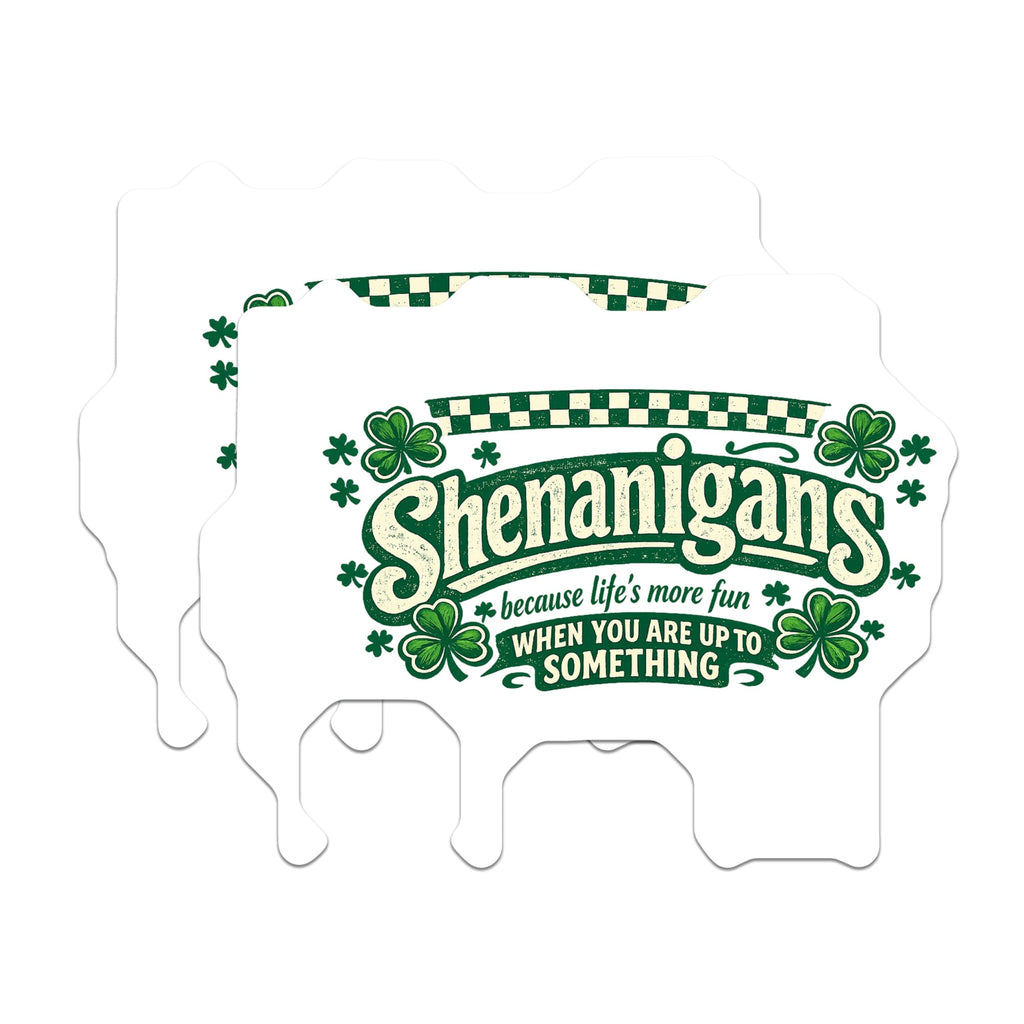 (2 Pack) Shenanigans Magnets - St Patricks Day Irish Luck Decor - Funny Quote Kitchen Refrigerator - 5 Inches On Longest Side - Thick Durable Magnet - Made in USA - MAG21469