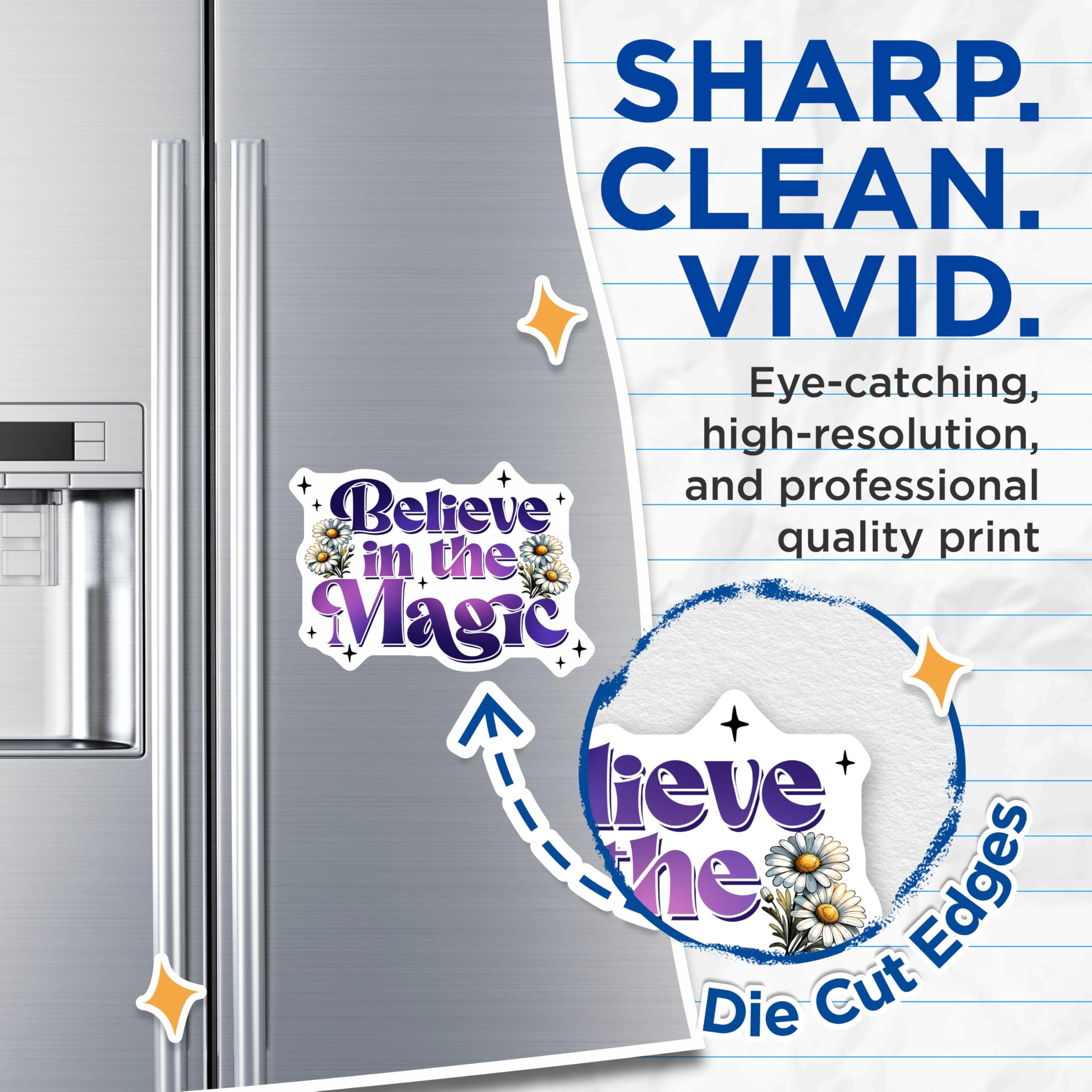 (2 Pack) Believe in The Magic Magnets - 5" On Longest Side - for Cars, Fridges, Toolboxes - Made in USA - MAG8053