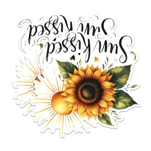 (2 Pack) Sunflower Sun Blessed Magnets - Inspirational Quote Magnets - Rustic Sunflower Art Magnets- 5" On Longest Side - for Fridges, Toolboxes, Cars - Made in USA - MAG2906