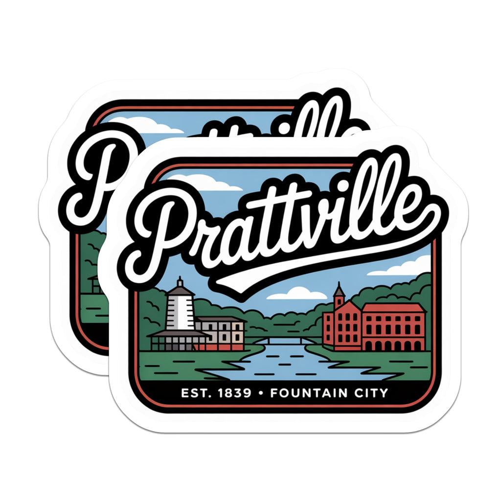 (2 Pack) Prattville Alabama Magnets - Fountain City Landmark - Riverfront Scenic View - Historic Est 1839 Souvenir Decor - 5 Inches On Longest Side - Thick Durable Magnet - Made in USA - MAG19282