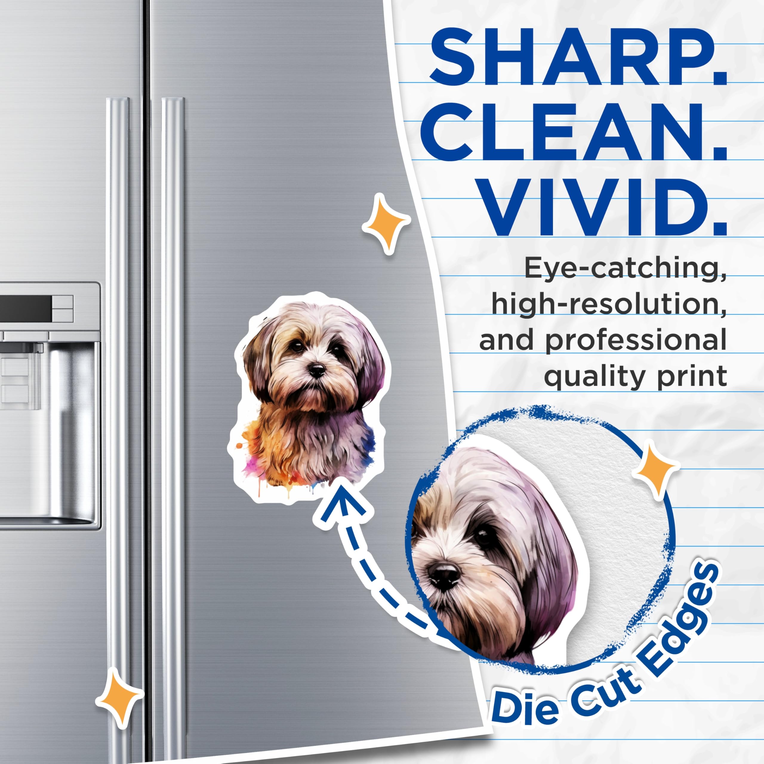 (2 Pack) Shih Tzu Dog Magnets - Watercolor Pet Art - Dog Mom Kitchen Fridge Decor - 5 Inches On Longest Side - Thick Durable Magnet - Made in USA - MAG27515