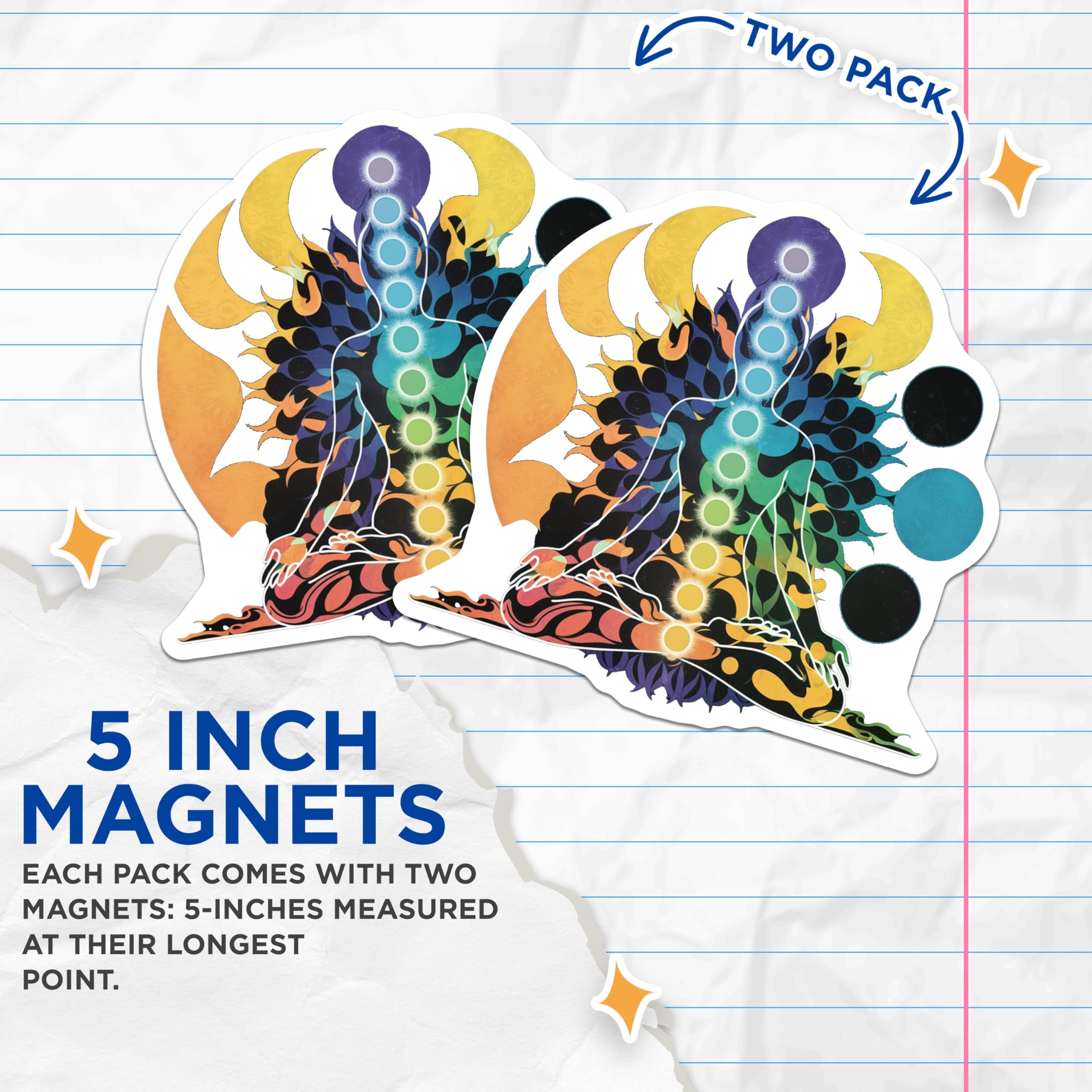 (2 Pack) Chakra Magnets - Yoga Meditation Decor - Spiritual Refrigerator Magnets - 5" On Longest Side - Premium Magnet - for Cars, Refrigerators, Toolboxes, Lockers - Made in USA - MAG15406