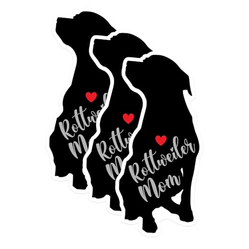(3 Pack) Rottweiler Mom Decals - Dog Lover - Laptop Decal - 3 Inches On Longest Side - Easy Peel & Apply - Made in USA - 3MCS1387