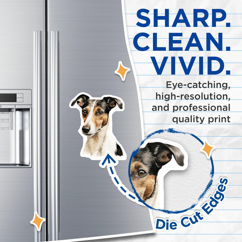 (2 Pack) Jack Russell Terrier Magnets - Dog Lover Kitchen Decor - Cute Animal Art Home Accent - 5 Inches On Longest Side - Thick Durable Magnet - Made in USA - MAG30976