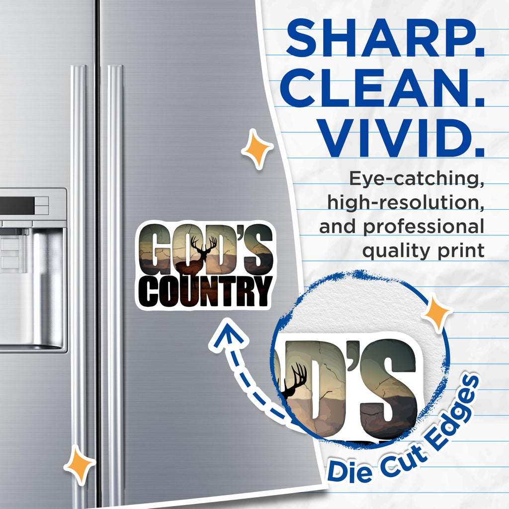 (2 Pack) God's Country Magnets - Majestic Deer Antler Art - Christian Hunter Outdoor Vehicle Fridge Decor - 5 Inches On Longest Side - Thick Durable Magnet - Made in USA - MAG20958