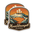 (2 Pack) Mount Wrangell Alaska Magnets - Smoking Volcano Mountain Travel Art - Retro Refrigerator Decor Souvenirs - 5 Inches On Longest Side - Thick Durable Magnet - Made in USA - MAG19786