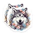 (2 Pack) Husky Magnets - Watercolor Floral Dog Art - Smiling Wolf Lover Refrigerator Accents - 5 Inches On Longest Side - Thick Durable Magnet - Made in USA - MAG26805