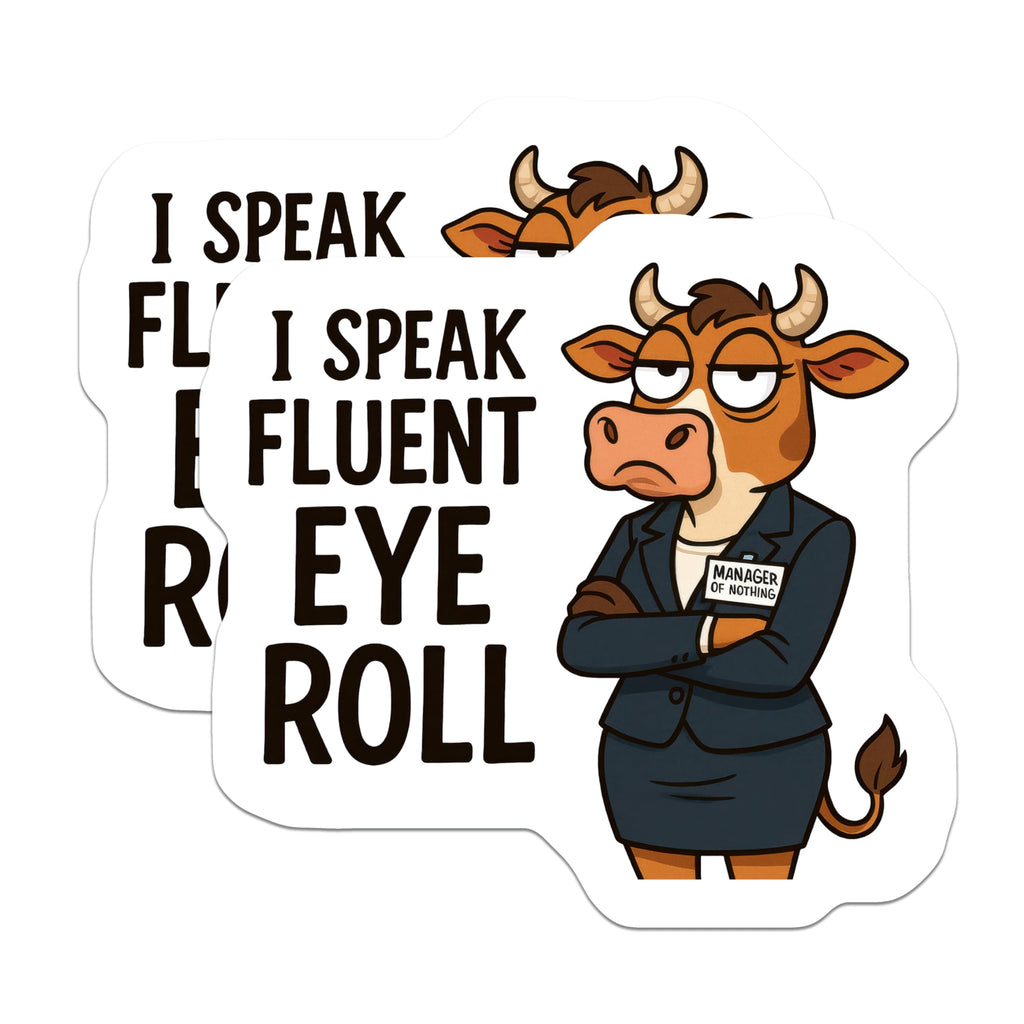 (2 Pack) Cow Eye Roll Magnets - Funny Office Decor - Sarcastic Work Humor - 5 Inches On Longest Side - Thick Durable Magnet - Made in USA - MAG23027