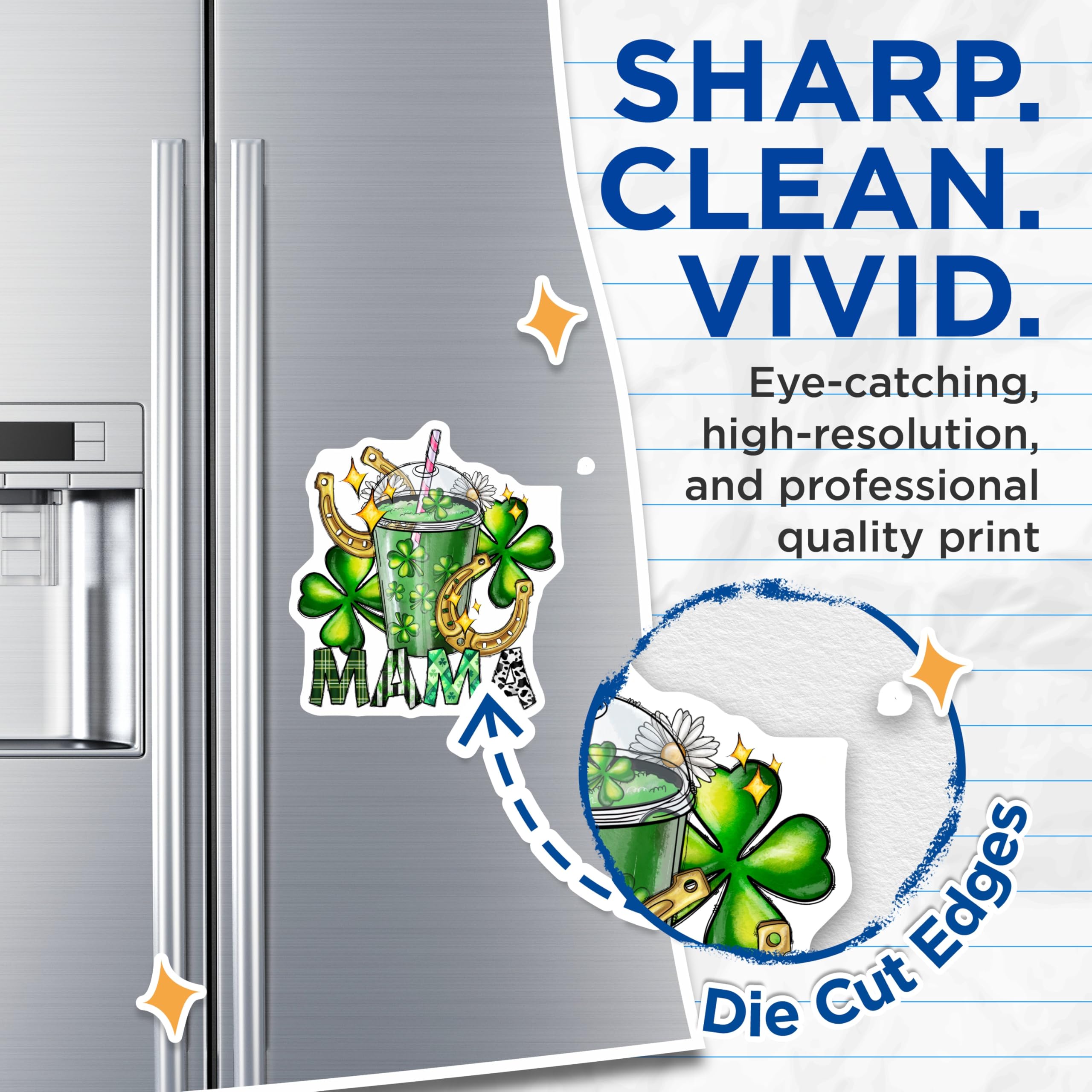 (2 Pack) St Patricks Day Mama Magnets - Lucky Shamrock Mom Decor - Irish Celebration Refrigerator Accent - 5 Inches On Longest Side - Thick Durable Magnet - Made in USA - MAG24252