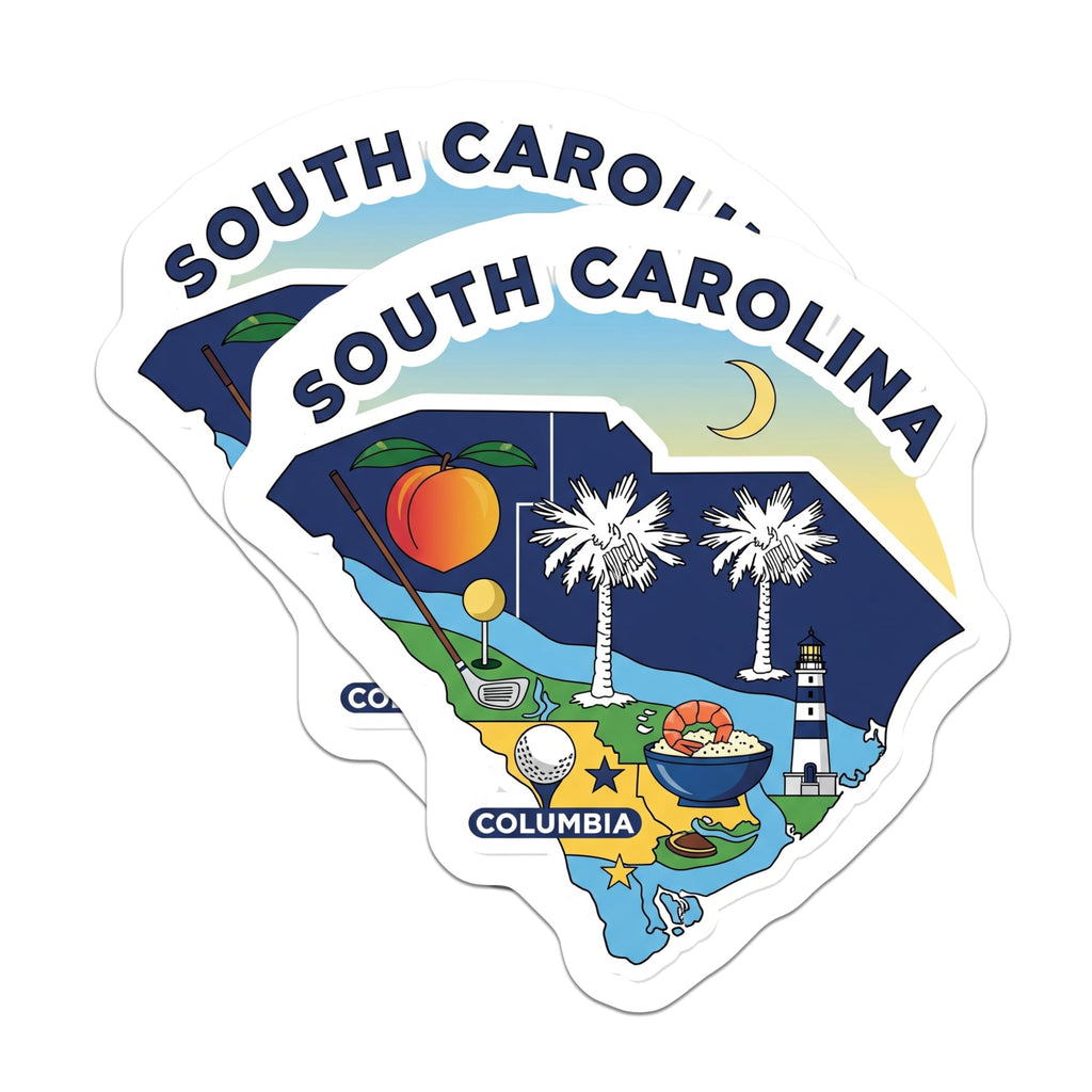 (2 Pack) South Carolina Magnets - Palmetto State Souvenir - SC Pride Fridge Magnets - 5" On Longest Side - Premium Magnet - for Cars, Refrigerators, Toolboxes, Lockers - Made in USA - MAG14502