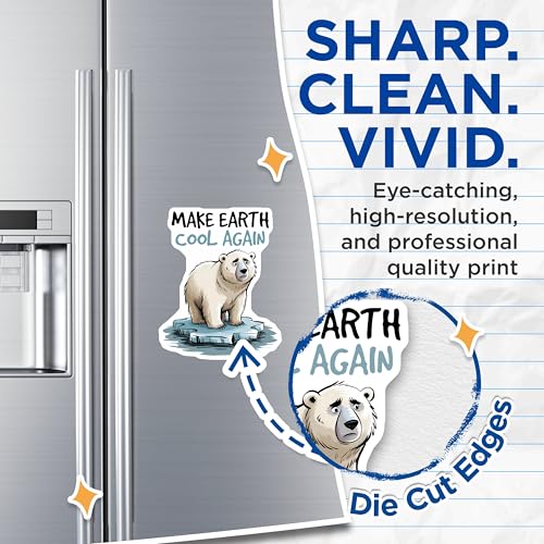 (2 Pack) Make Earth Cool Again Magnets Magnets - Polar Bear - Environment Conservation - 5" On Longest Side - Made in USA - Sticks to Refrigerators & Metal Surfaces - MAG8450