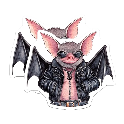 (2 Pack) Funny Bat Decor Magnet - Cool Bat Accessories - Bat Lover's Collectible - 5" On Longest Side - Sticks to Smooth Flat Surfaces - Made in USA - MAG9510