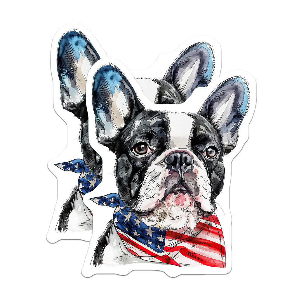 (2 Pack) French Bulldog Magnets - American Flag Dog Art - Patriotic Pet Decor - 5 Inches On Longest Side - Thick Durable Magnet - Made in USA - MAG39056