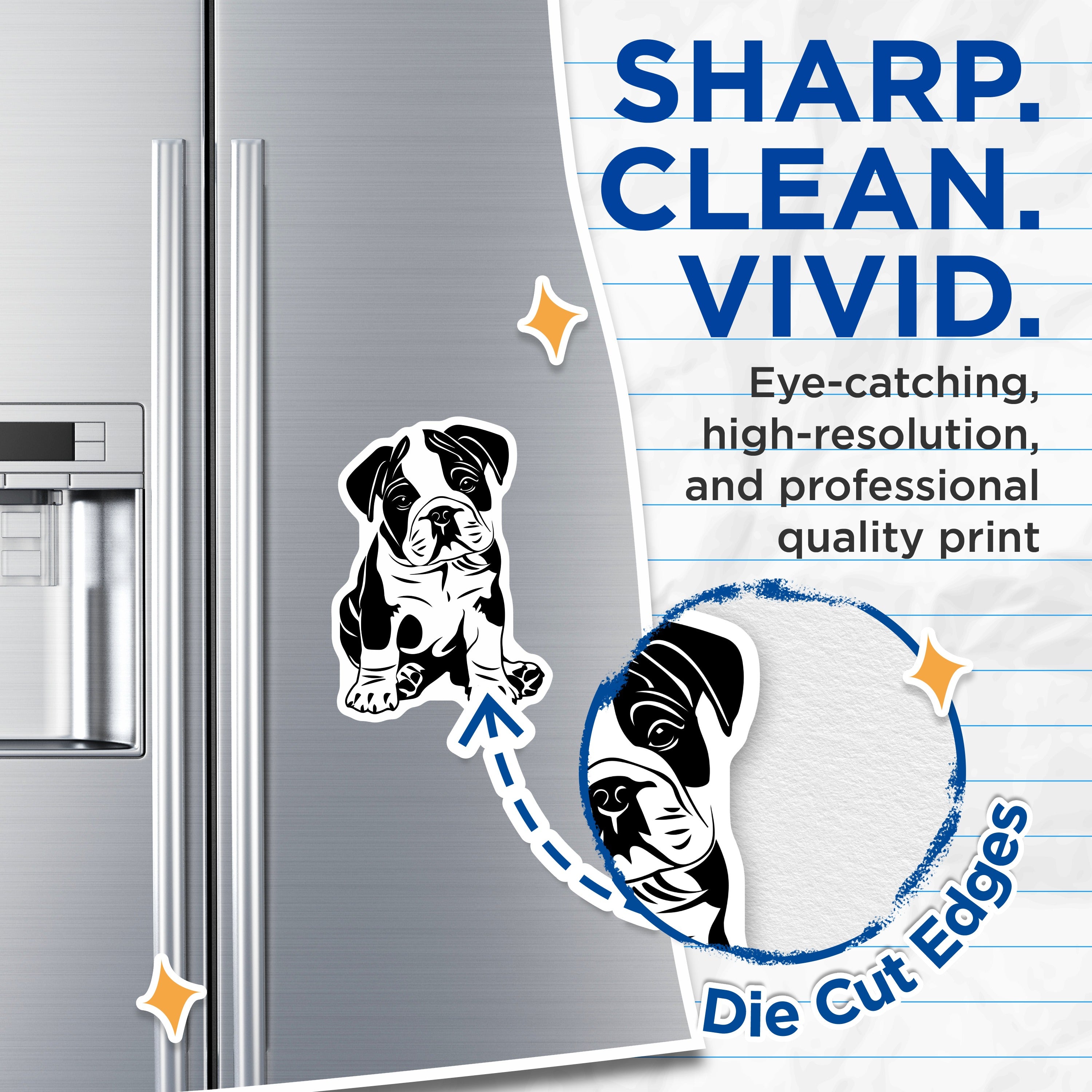 (2 Pack) Bulldog Puppy Magnets - Dog Breed Decor - Cute Pet Lover - Animal Art - Refrigerator Accent - 5 Inches On Longest Side - Thick Durable Magnet - Made in USA - MAG36656